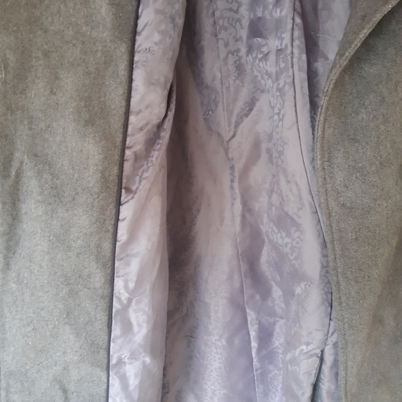 Express Rib Trimmed Wool Blend Coat Charcoal Gray - Picture 3 of 7